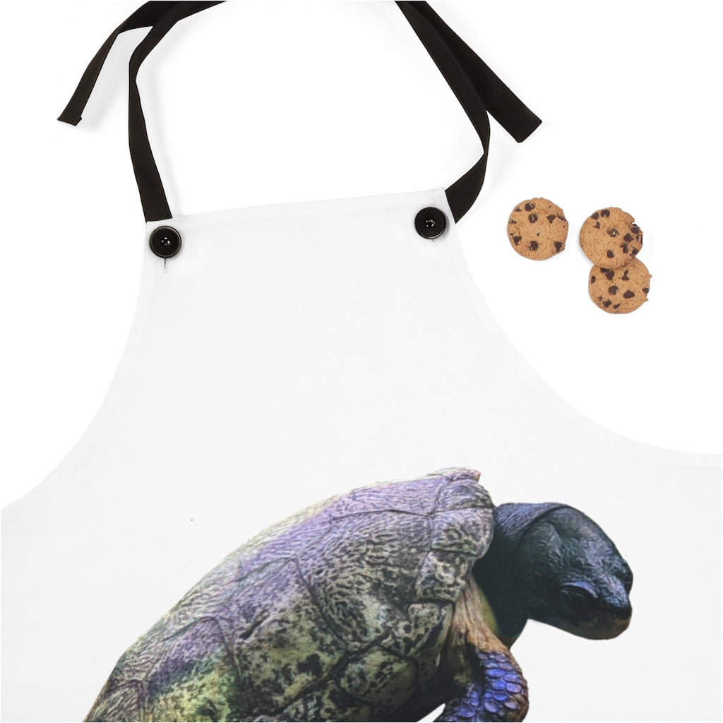 Stylish Turtle Apron made of lightweight poly twill with black detachable straps and custom design options.