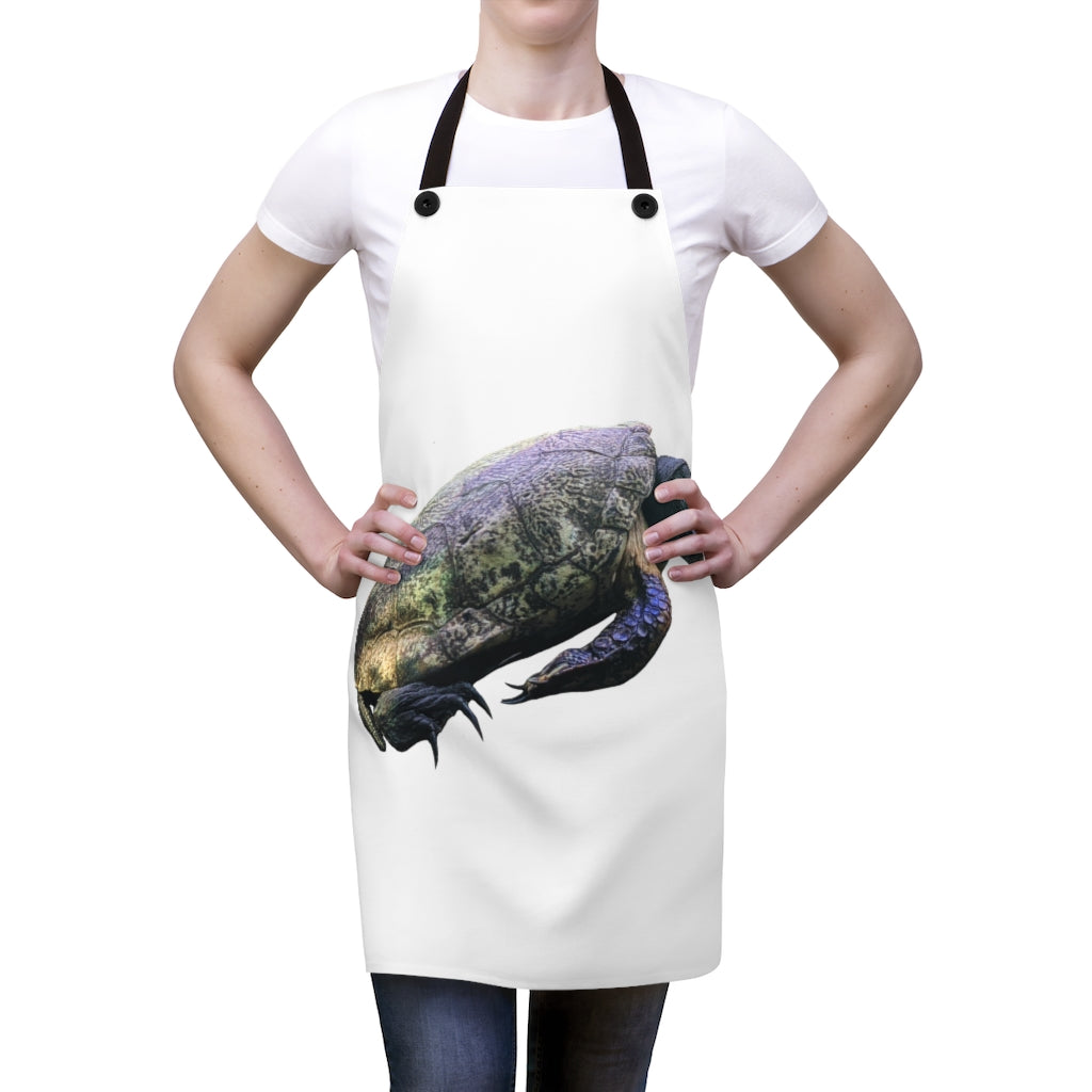 Stylish Turtle Apron made of lightweight poly twill with black detachable straps and custom design options.