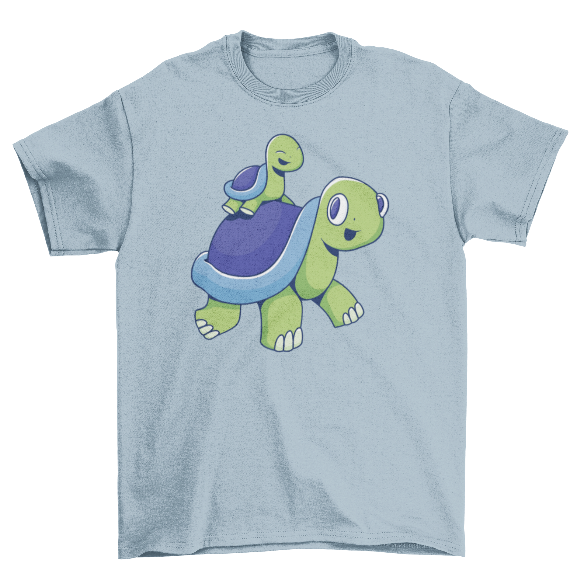 A cute turtle family t-shirt featuring an illustration of a turtle and its baby turtle, perfect for casual wear.