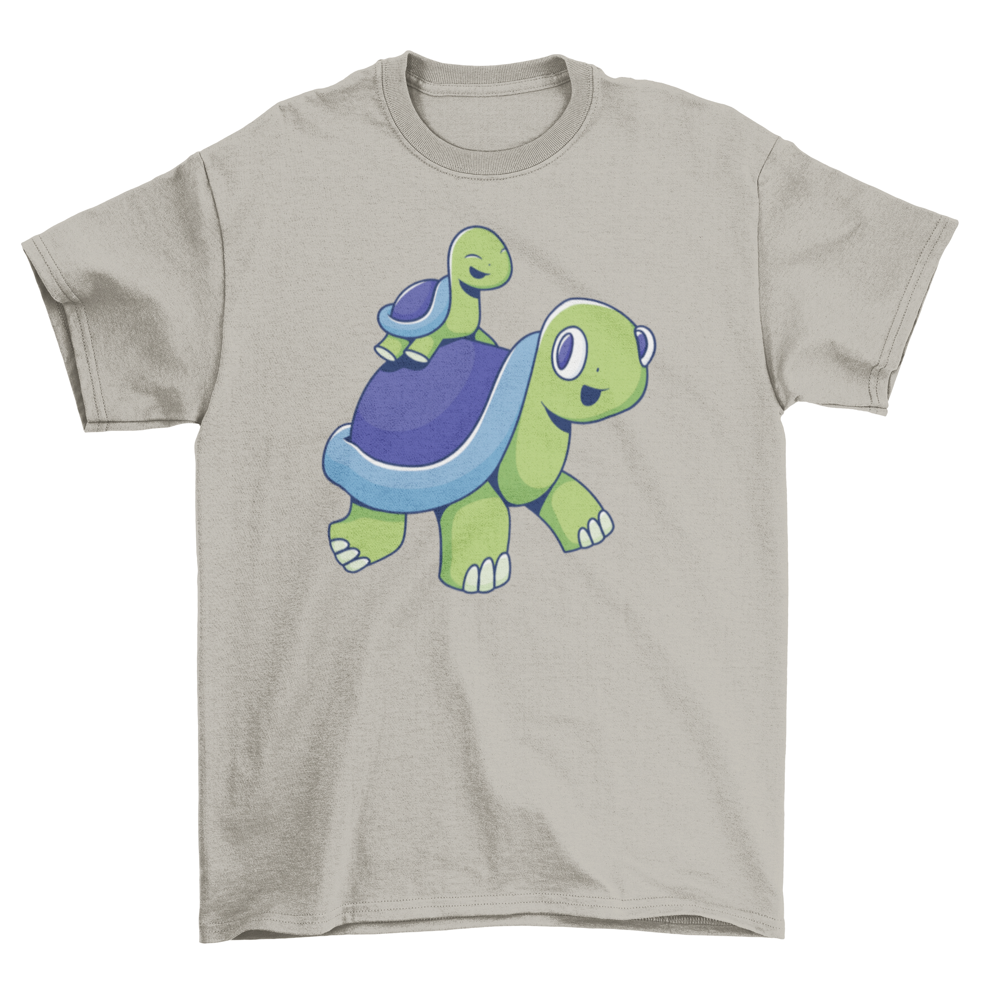 A cute turtle family t-shirt featuring an illustration of a turtle and its baby turtle, perfect for casual wear.