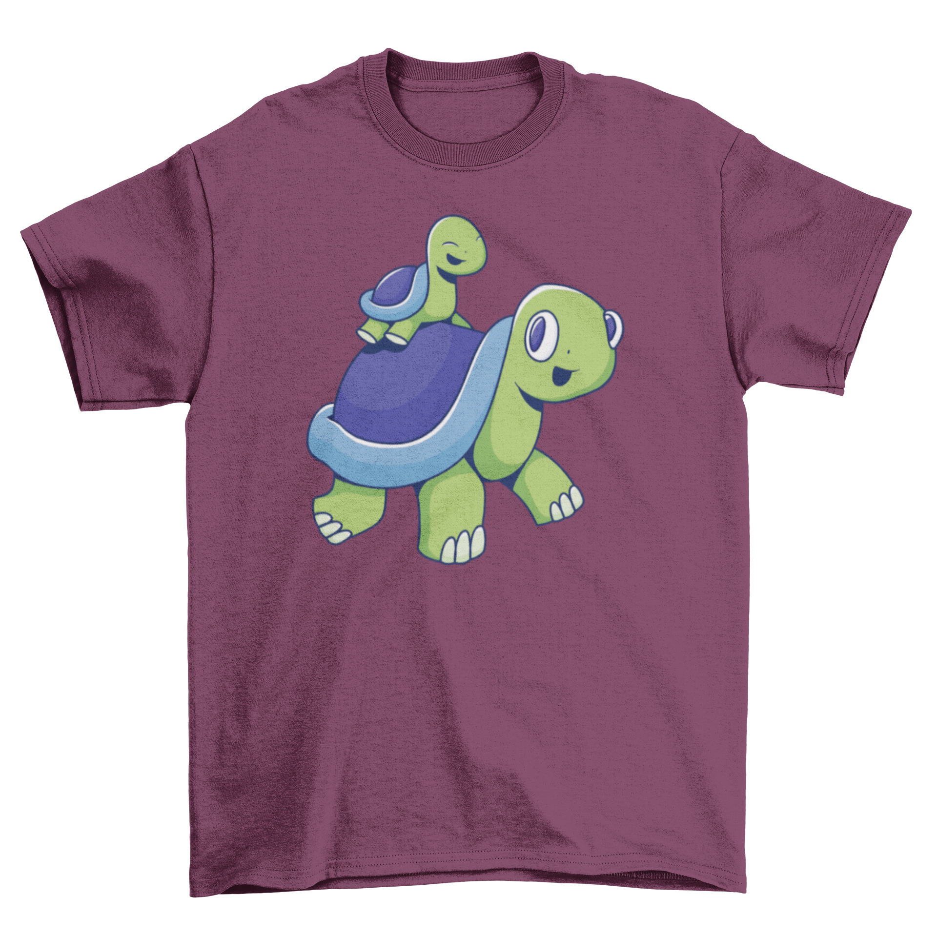 A cute turtle family t-shirt featuring an illustration of a turtle and its baby turtle, perfect for casual wear.