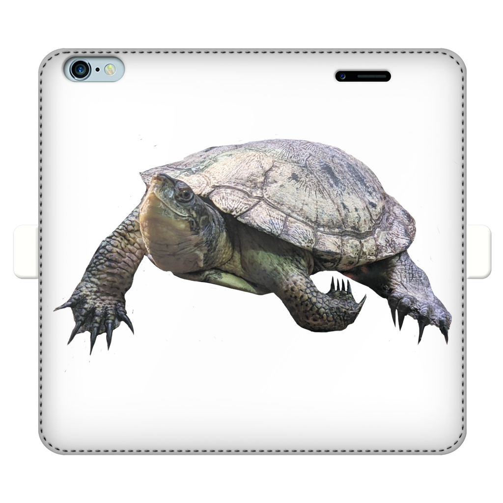 Turtle Fully Printed Wallet Case showcasing vibrant UV-printed design, magnetic closure, and card storage slots, suitable for iPhone and Samsung models.