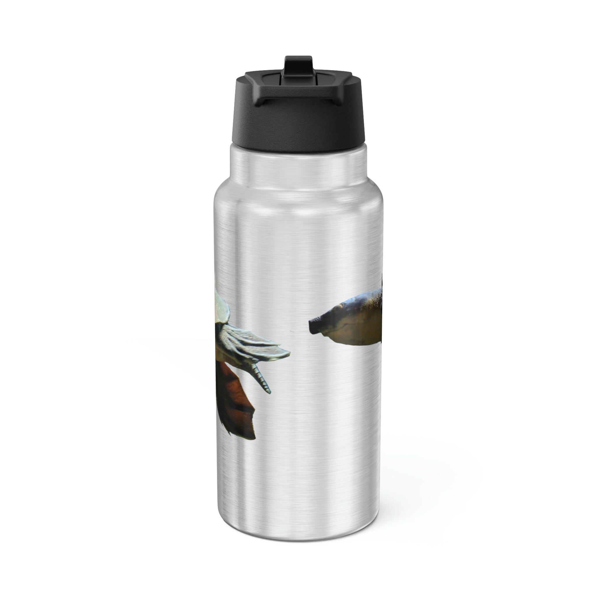 Turtle Gator Tumbler in stainless steel with a black cap and straw, showcasing a customizable design.