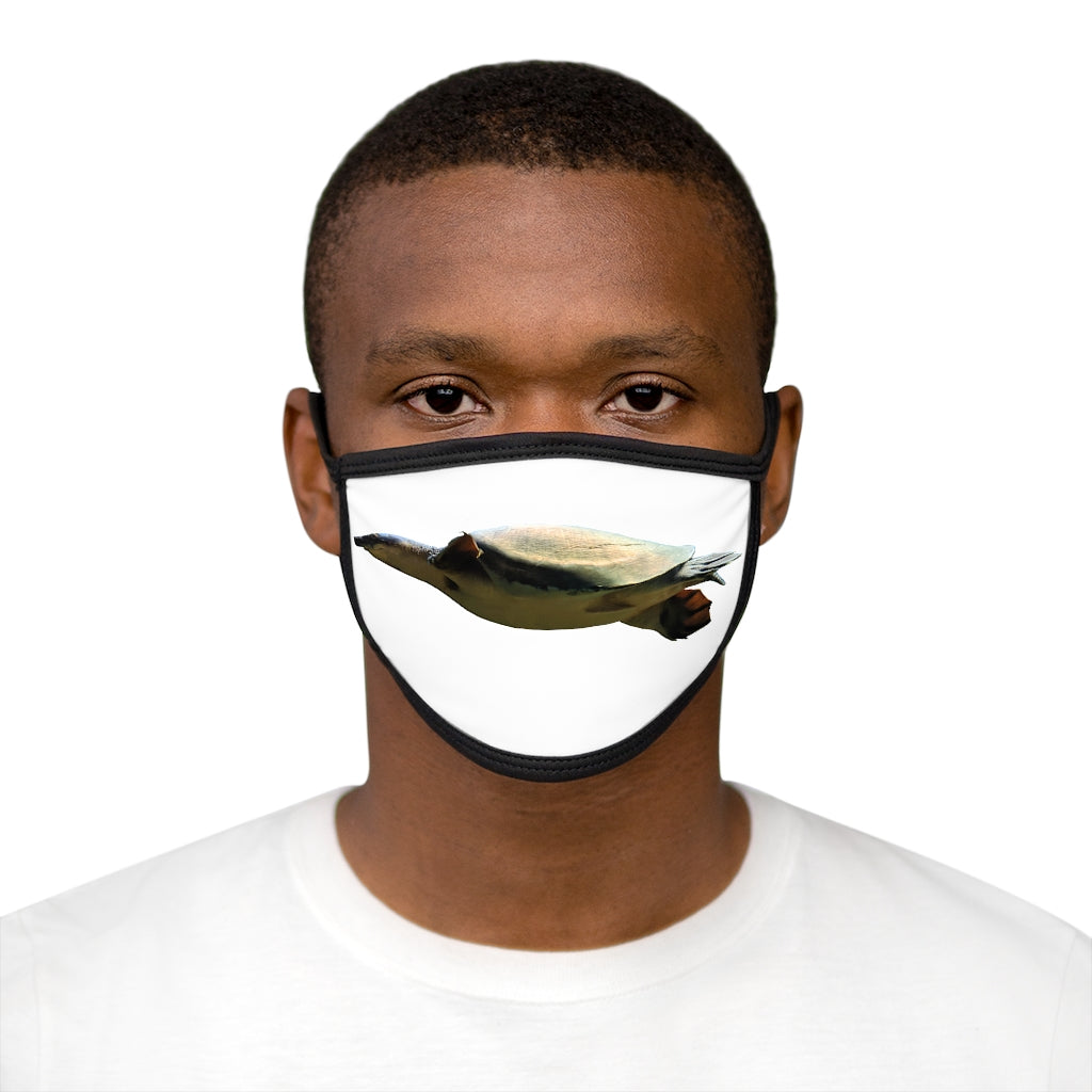 Turtle Mixed-Fabric Face Mask featuring a stylish design with a black outer edge and earloops, made from durable polyester and soft cotton.