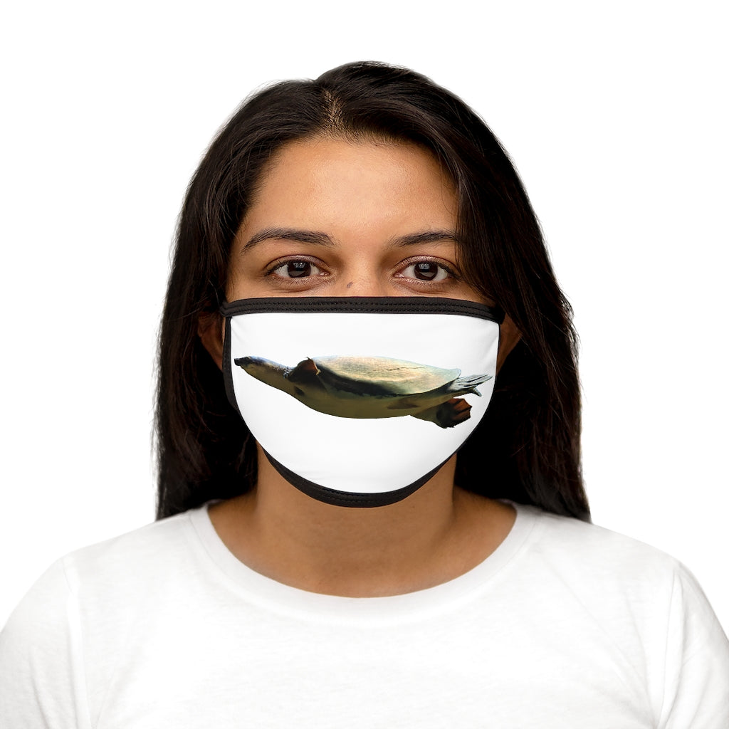 Turtle Mixed-Fabric Face Mask featuring a stylish design with a black outer edge and earloops, made from durable polyester and soft cotton.