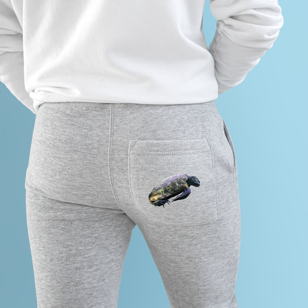 Turtle Premium Fleece Joggers in a stylish design, showcasing customizable back pocket and spacious side pockets.