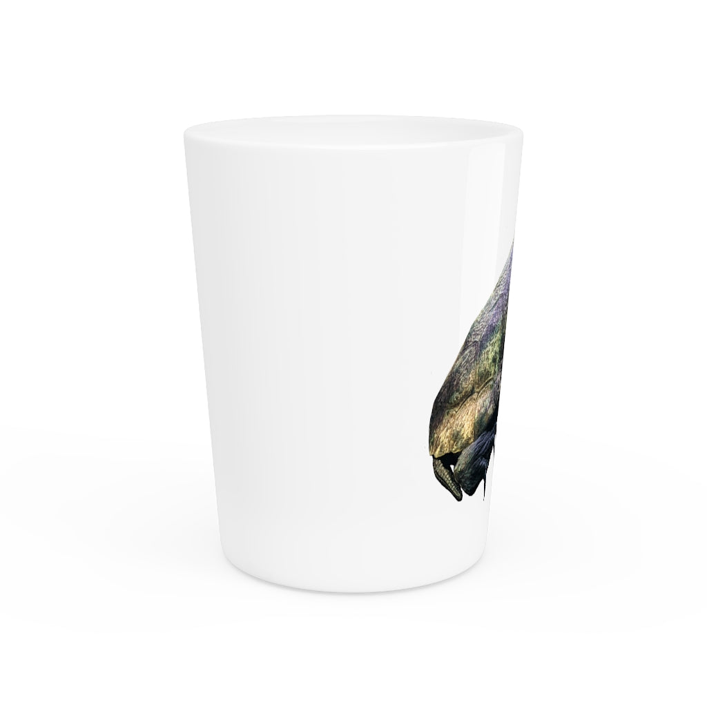 Personalized Turtle Shot Glass with white ceramic and customizable interior options.