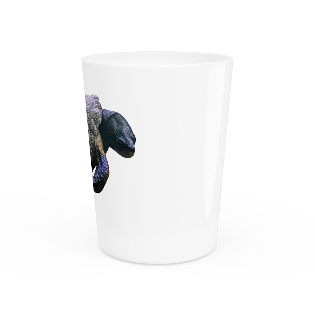 Personalized Turtle Shot Glass with white ceramic and customizable interior options.