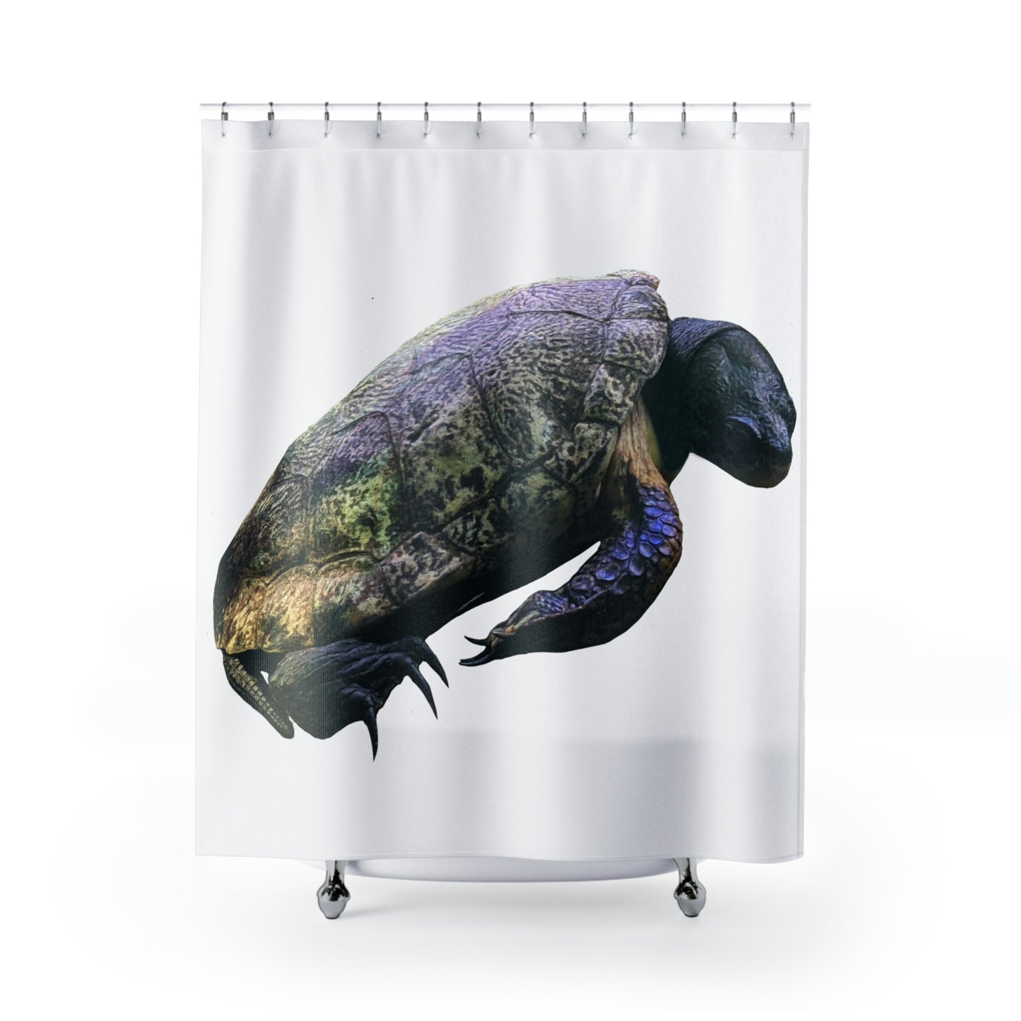 Colorful Turtle Shower Curtain made of durable polyester, featuring vibrant turtle designs perfect for bathroom decor.