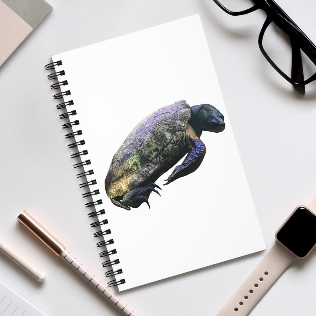 Turtle Spiral Journal featuring a colorful front cover, spiral binding, and 80 single pages for versatile journaling.