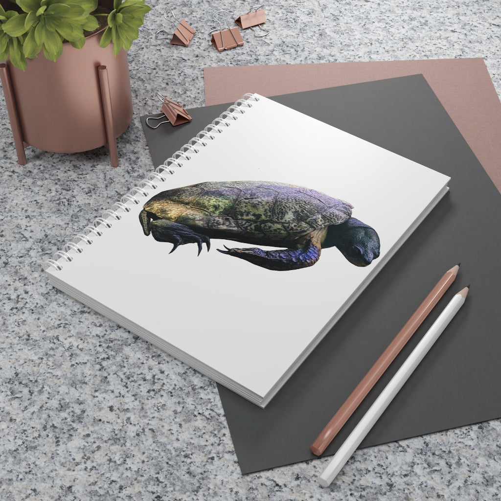 Turtle Spiral Notebook with customizable covers and wide-ruled pages, featuring a semi-gloss laminated finish.