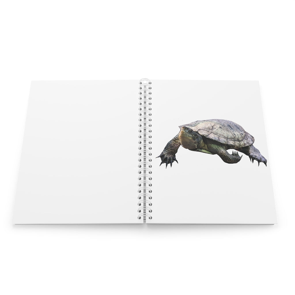 Turtle Spiral Notebook with customizable covers and wide-ruled pages, featuring a semi-gloss laminated finish.