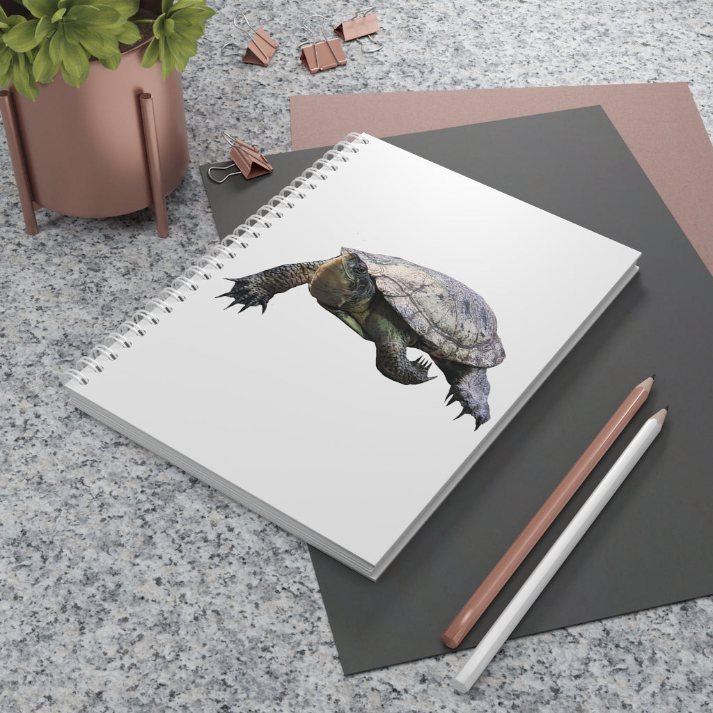 Turtle Spiral Notebook with customizable covers and wide-ruled pages, featuring a semi-gloss laminated finish.