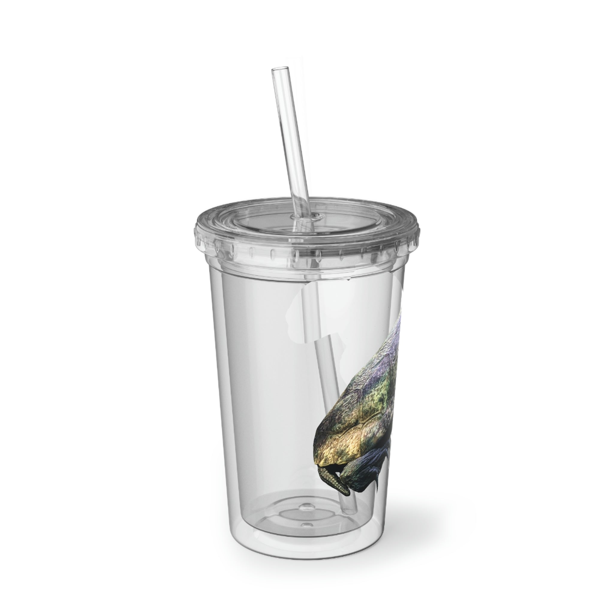 Turtle Suave Acrylic Cup with double-wall insulation, featuring a customizable design and a BPA-free lid and straw.