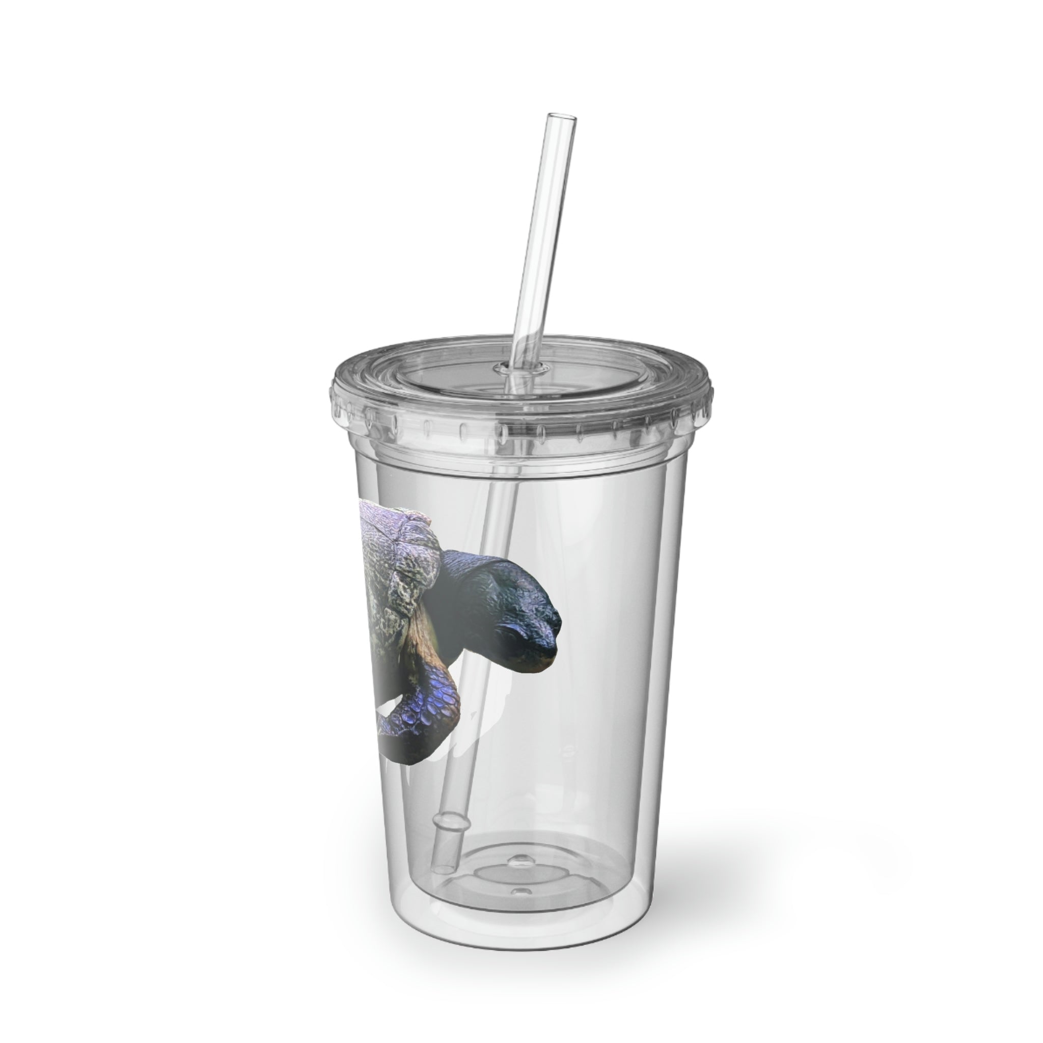 Turtle Suave Acrylic Cup with double-wall insulation, featuring a customizable design and a BPA-free lid and straw.