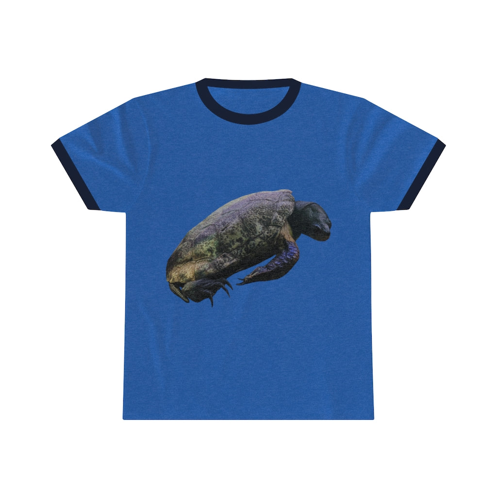 Turtle Unisex Ringer Tee in various colors, showcasing its lightweight fabric and classic ringer design.