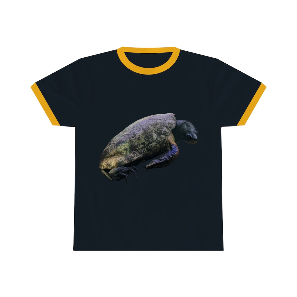 Turtle Unisex Ringer Tee in various colors, showcasing its lightweight fabric and classic ringer design.