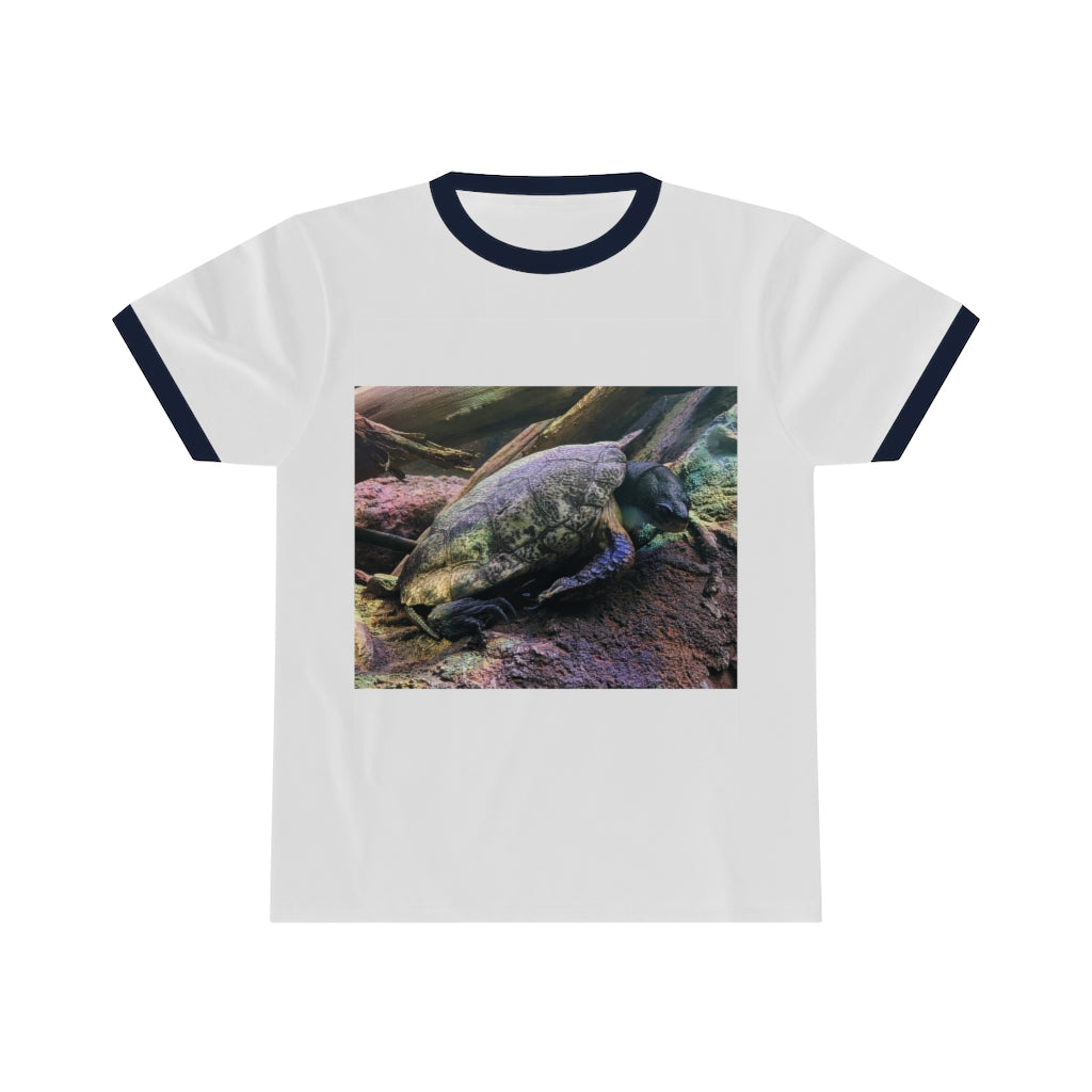 Turtle Unisex Ringer Tee in various colors, showcasing its lightweight fabric and stylish design.