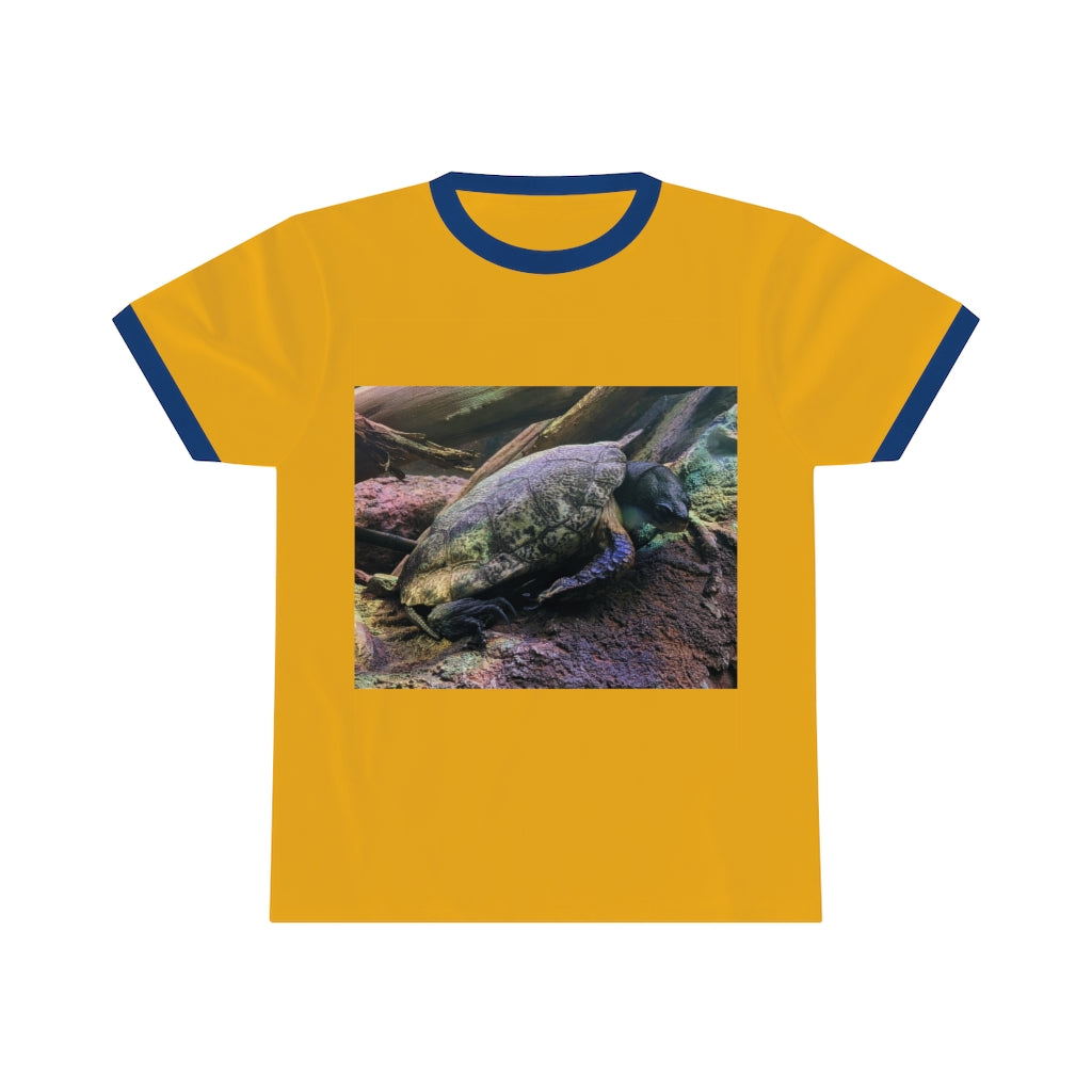 Turtle Unisex Ringer Tee in various colors, showcasing its lightweight fabric and stylish design.