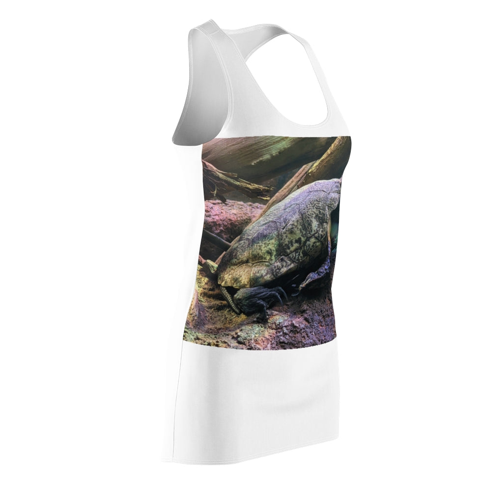 Turtle Women's Cut & Sew Racerback Dress showcasing a stylish and feminine design with a sporty fit, made from lightweight polyester.