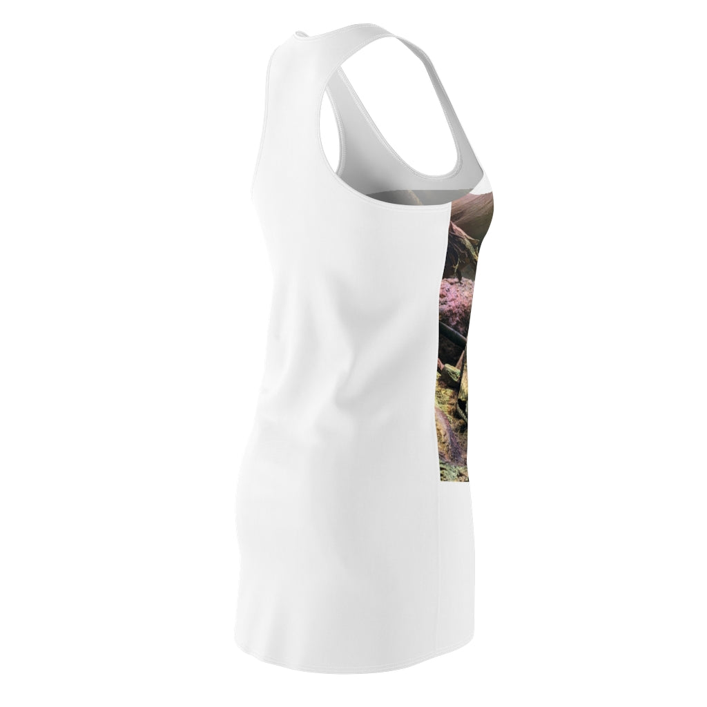 Turtle Women's Cut & Sew Racerback Dress showcasing a stylish and feminine design with a sporty fit, made from lightweight polyester.