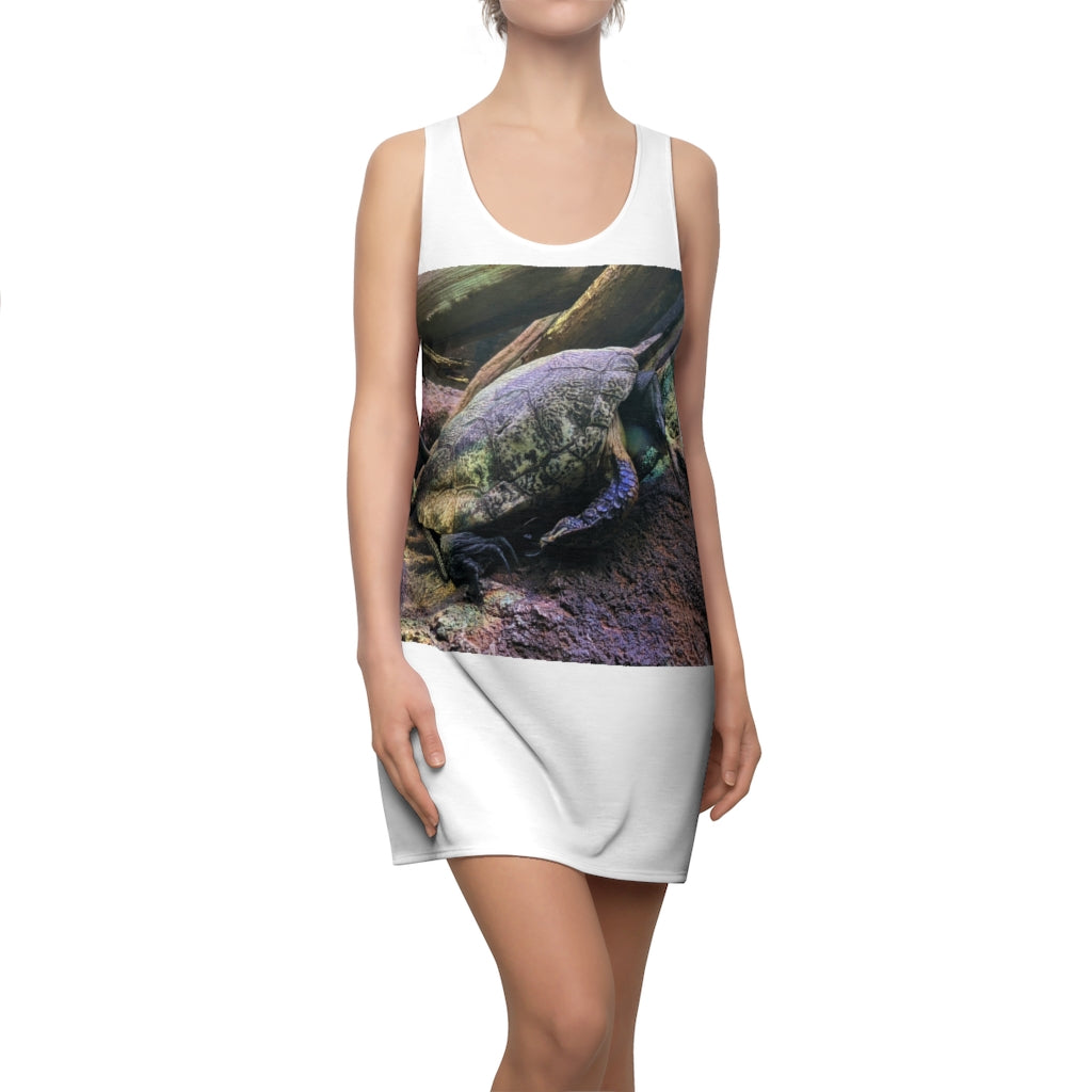 Turtle Women's Cut & Sew Racerback Dress showcasing a stylish and feminine design with a sporty fit, made from lightweight polyester.