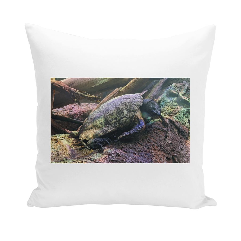 A collection of Turtles Throw Pillows in various styles including linen, canvas, and suede, showcasing vibrant turtle designs.