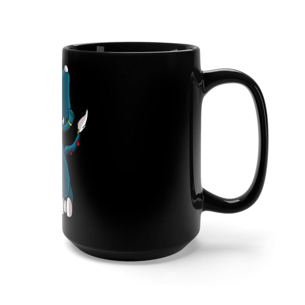 Tuskhann Black Mug 15oz featuring a sleek black ceramic design with rounded corners and a comfortable C-handle, perfect for coffee and tea lovers.