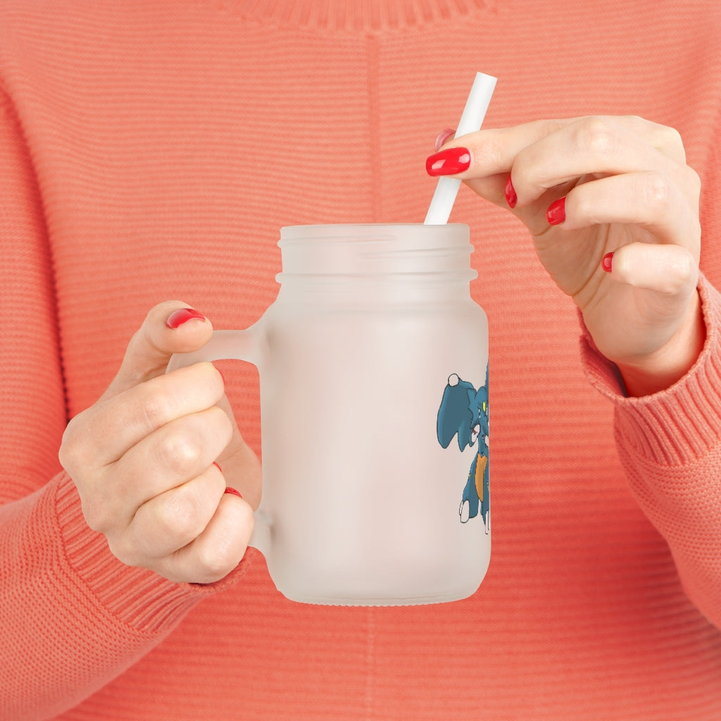 Tuskhann Mason Jar with straw and lid, showcasing a frosted glass design perfect for personalized drinks.