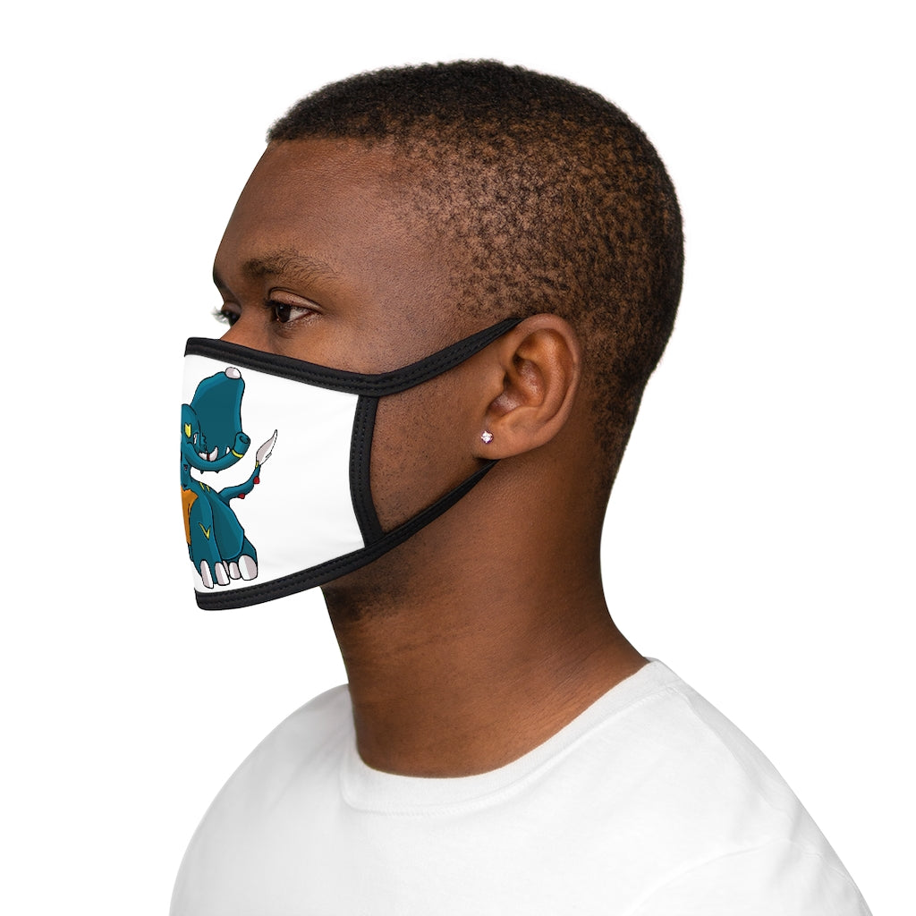 Tuskhann Mixed-Fabric Face Mask featuring a black outer edge and earloops, with a durable polyester exterior and soft cotton interior.