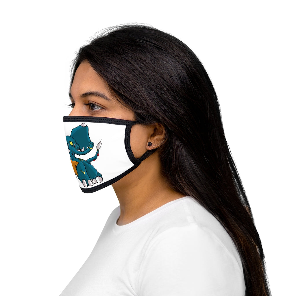 Tuskhann Mixed-Fabric Face Mask featuring a black outer edge and earloops, with a durable polyester exterior and soft cotton interior.