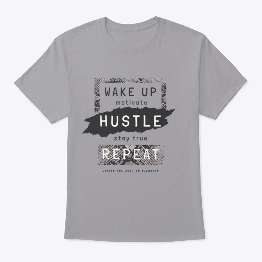 Typography slogan printed on a stylish garment framed in a snake skin design, showcasing a unique fashion statement.