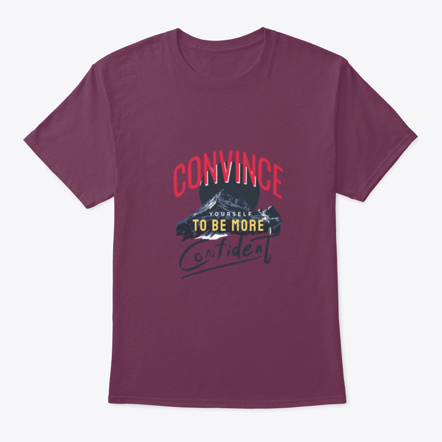 Typography slogan t-shirt featuring a mountain background, showcasing a stylish design perfect for outdoor enthusiasts.