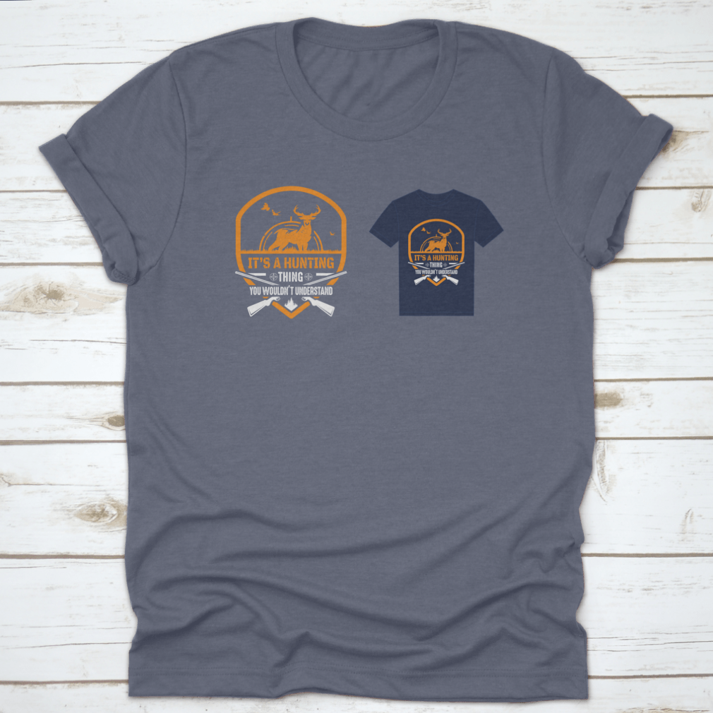 Typography vector graphic t-shirt featuring a hunting theme, made from 100% cotton with a classic fit and midweight fabric.