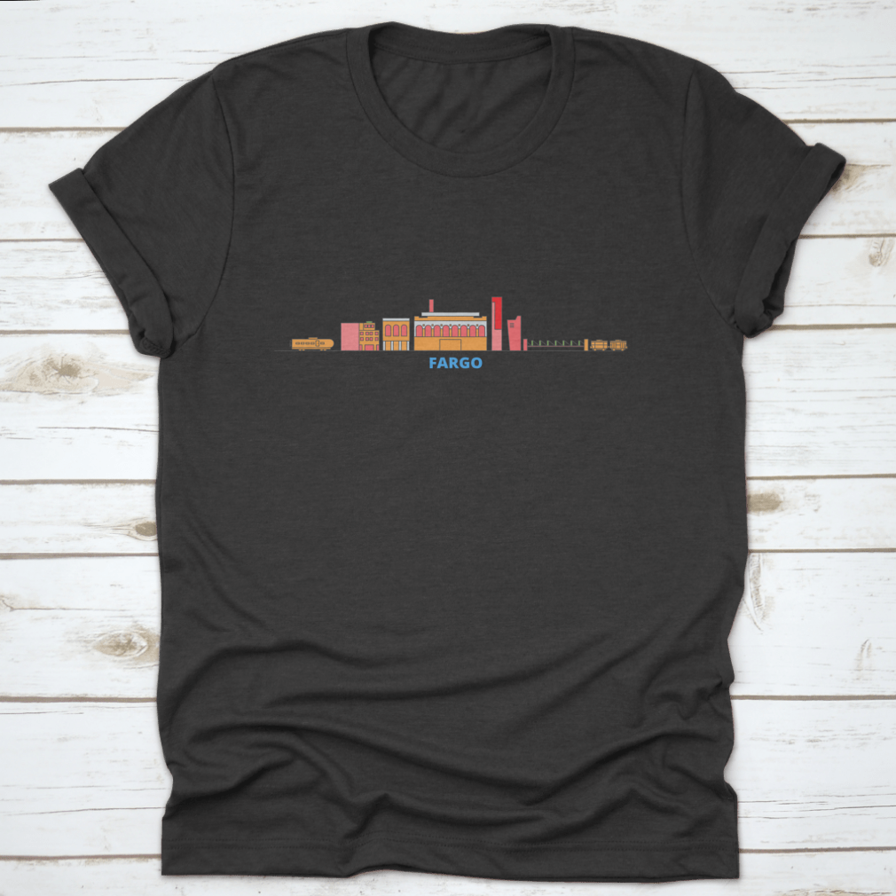 Dark t-shirt with Fargo skyline.