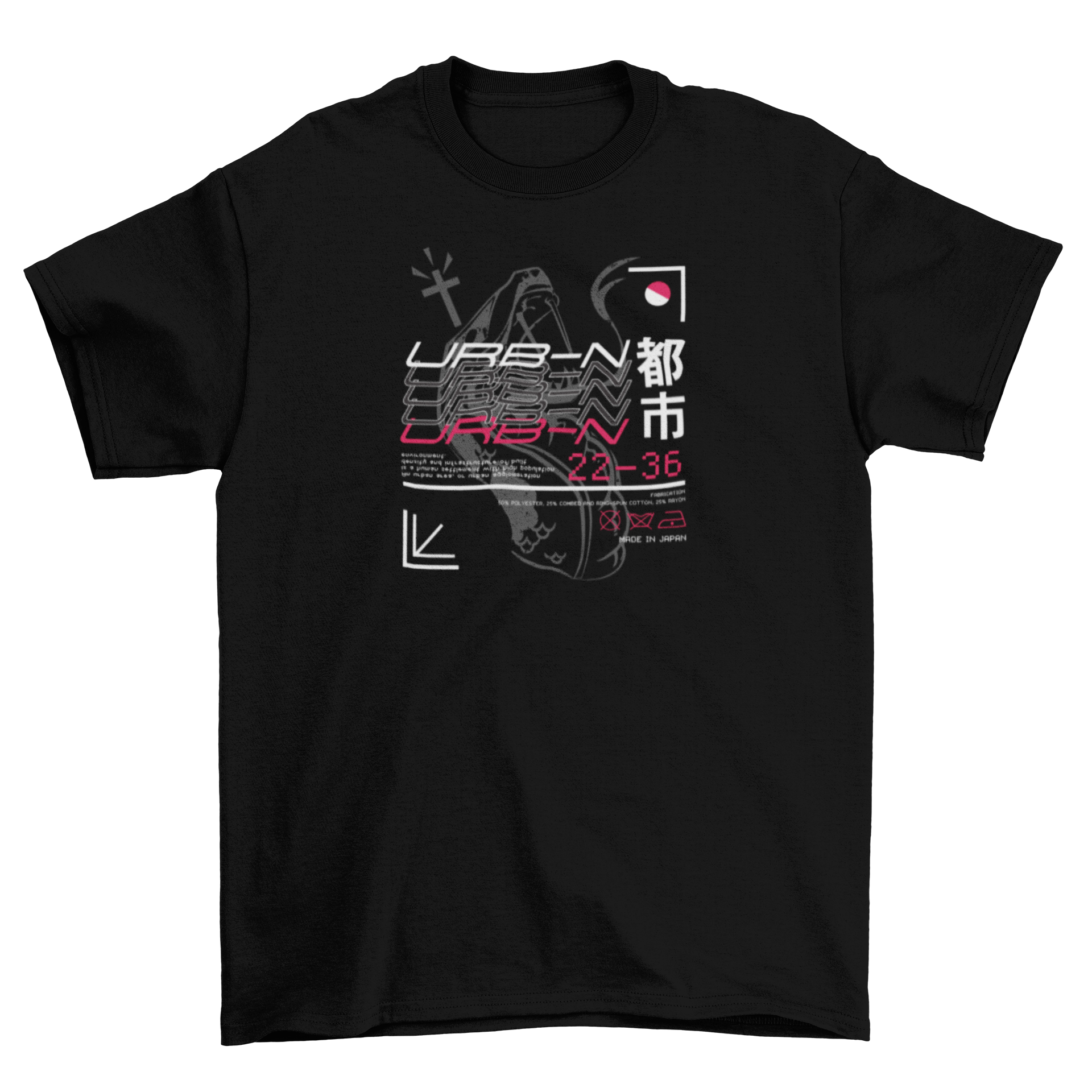 Urban City Japan T-shirt featuring a viper snake graphic and URB-N lettering with Japanese Kanji.