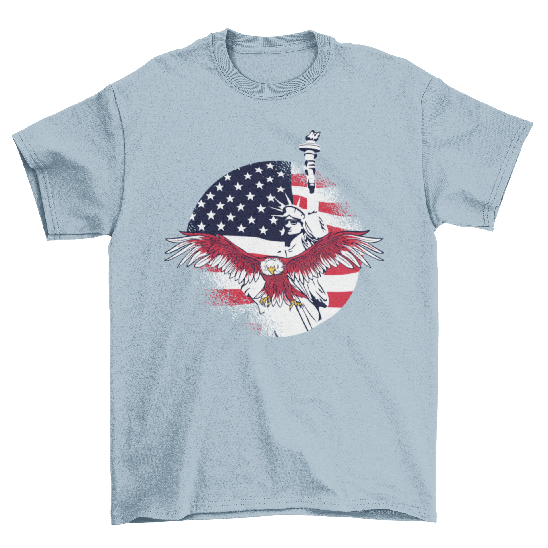 USA Freedom T-shirt featuring patriotic design elements like the American flag and eagles.