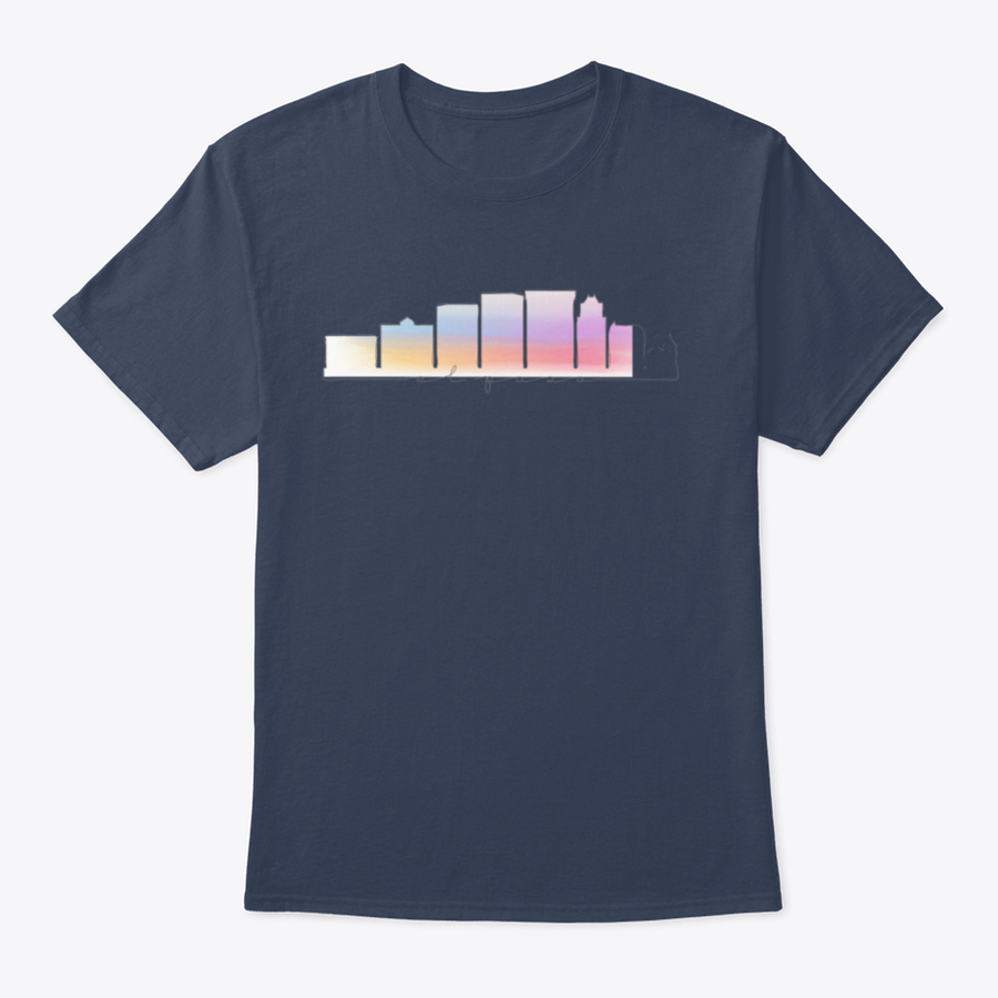 A stylish USA Skyline Watercolor City Illustration Design Shirt showcasing a vibrant city skyline in watercolor style.