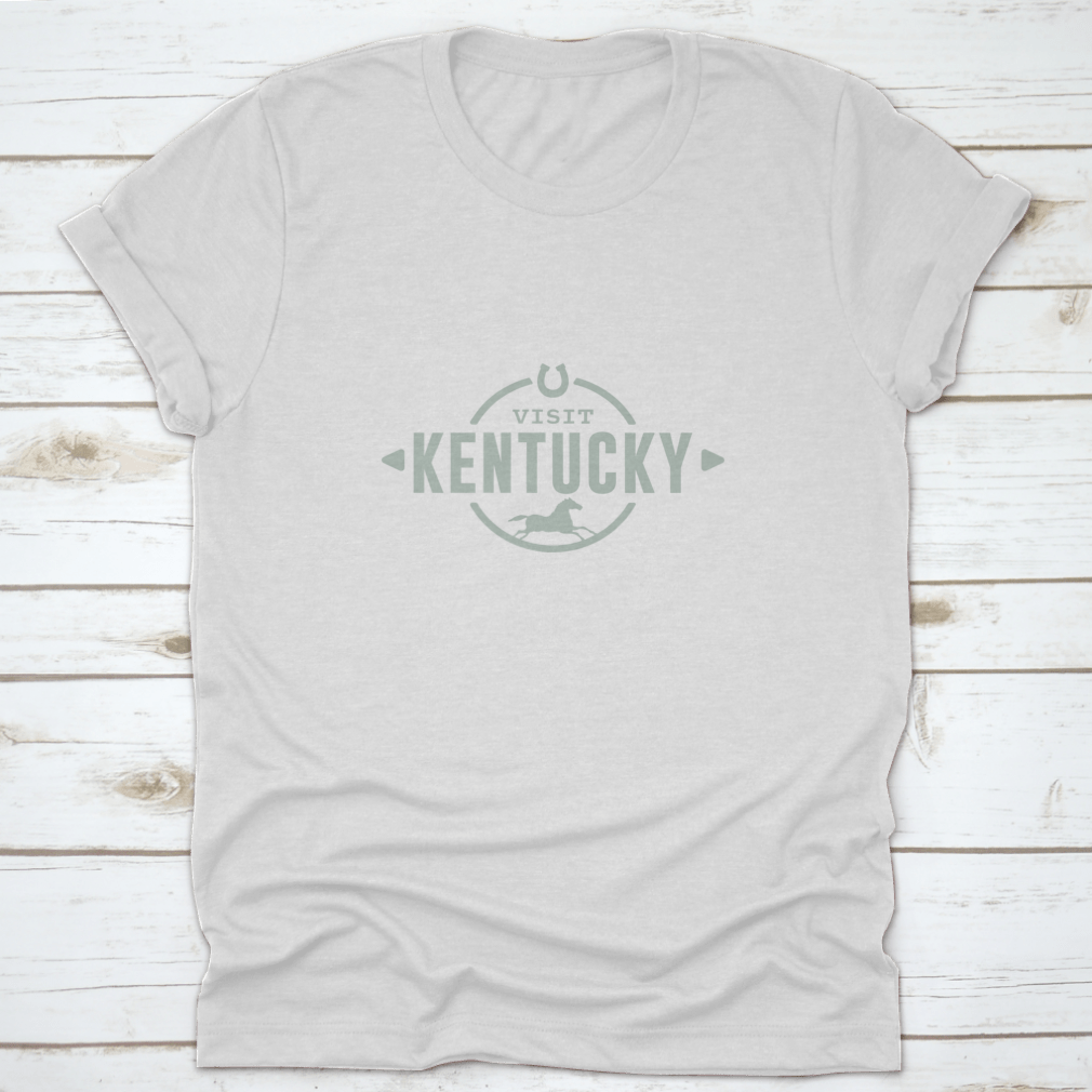 A stylish cotton t-shirt featuring the 'Visit Kentucky' logo and horse icon, perfect for travel enthusiasts.