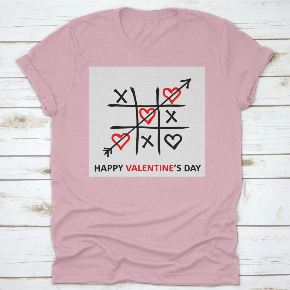 Valentine's Day card featuring a Tic-Tac-Toe game design with hearts and a sweet inscription, perfect for gifting.