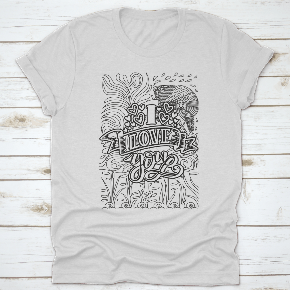 A stylish Valentine’s Day Coloring Book Design T-Shirt made from 100% cotton, featuring a creative and colorful design perfect for celebrating love.