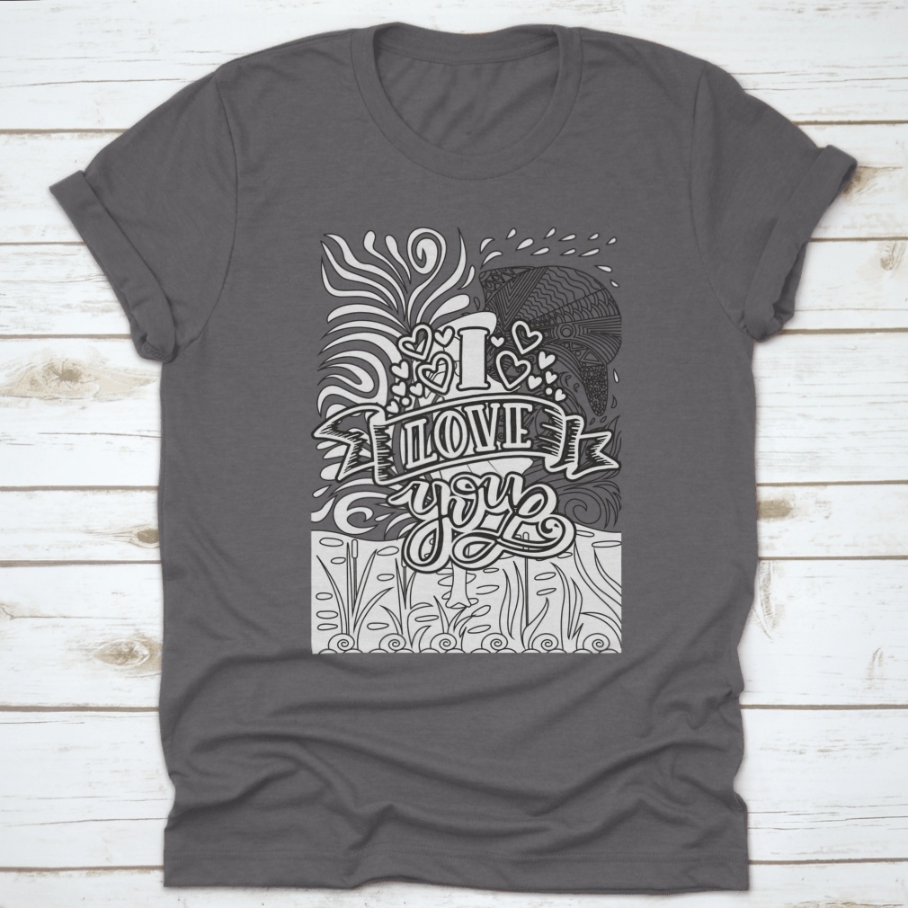 A stylish Valentine’s Day Coloring Book Design T-Shirt made from 100% cotton, featuring a creative and colorful design perfect for celebrating love.