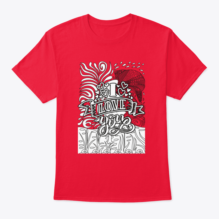 A stylish Valentine’s Day Coloring Book Design T-Shirt made from 100% cotton, featuring a creative and colorful design perfect for celebrating love.