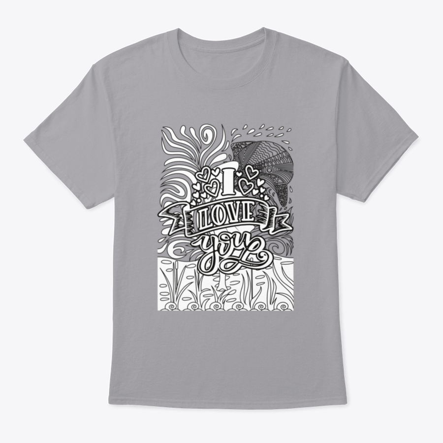 A stylish Valentine’s Day Coloring Book Design T-Shirt made from 100% cotton, featuring a creative and colorful design perfect for celebrating love.