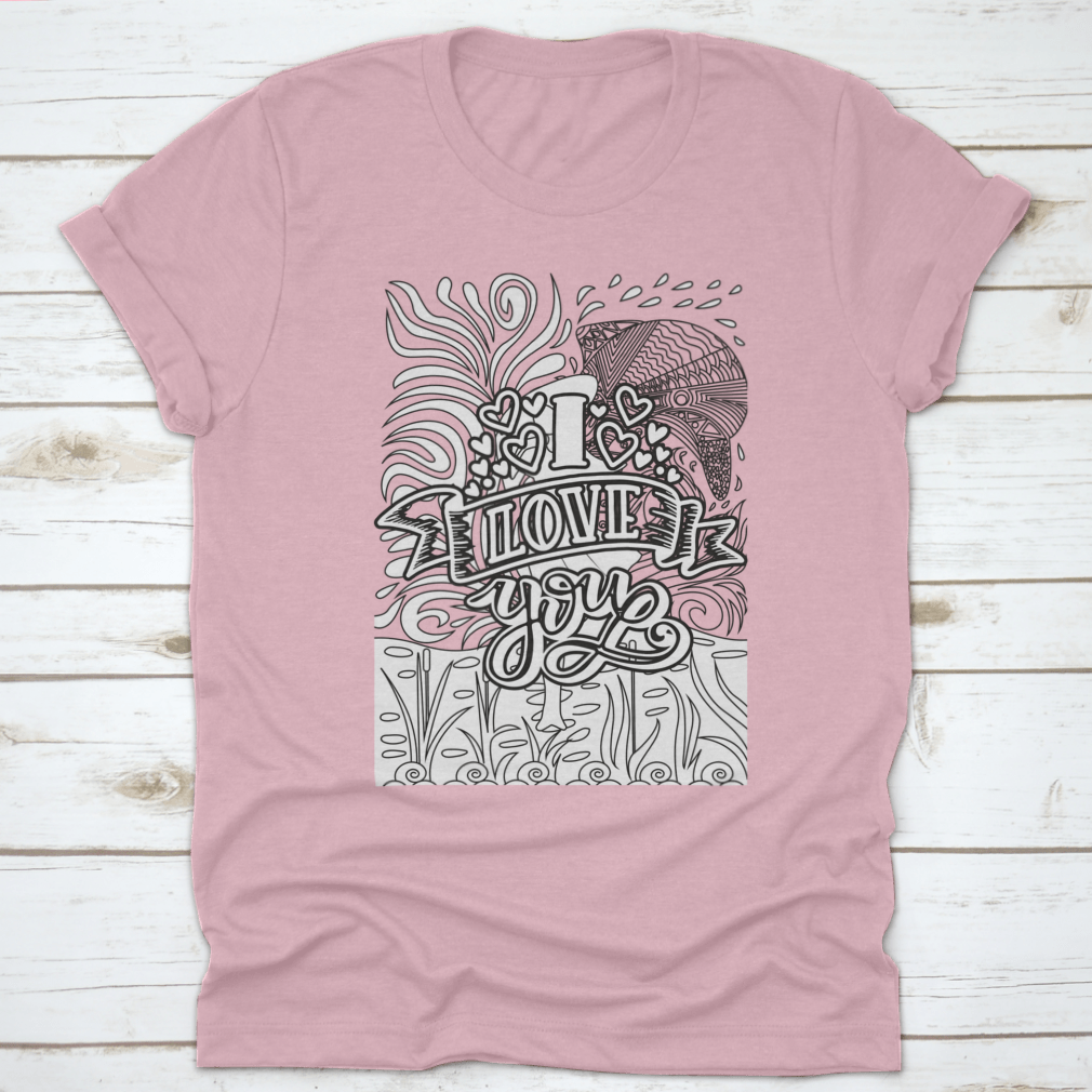 A stylish Valentine’s Day Coloring Book Design T-Shirt made from 100% cotton, featuring a creative and colorful design perfect for celebrating love.