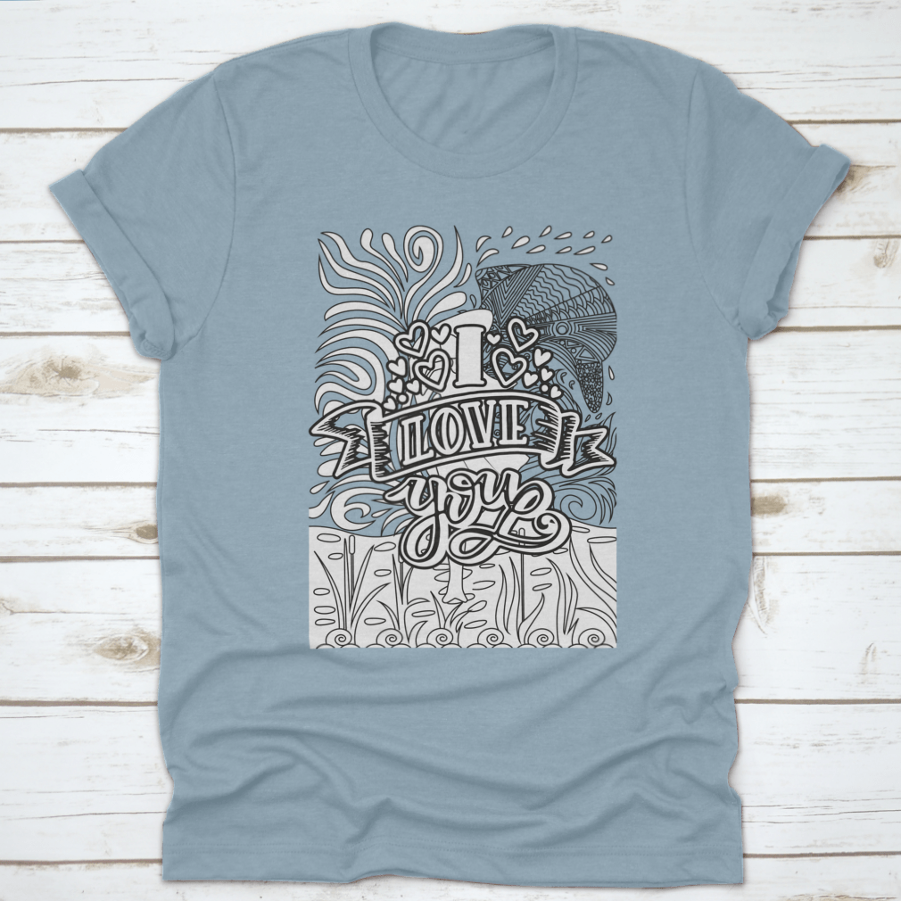 A stylish Valentine’s Day Coloring Book Design T-Shirt made from 100% cotton, featuring a creative and colorful design perfect for celebrating love.