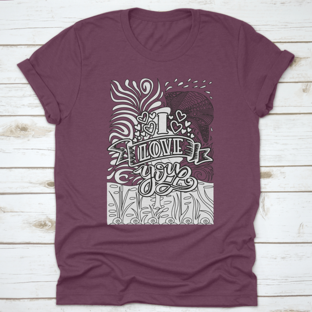 A stylish Valentine’s Day Coloring Book Design T-Shirt made from 100% cotton, featuring a creative and colorful design perfect for celebrating love.