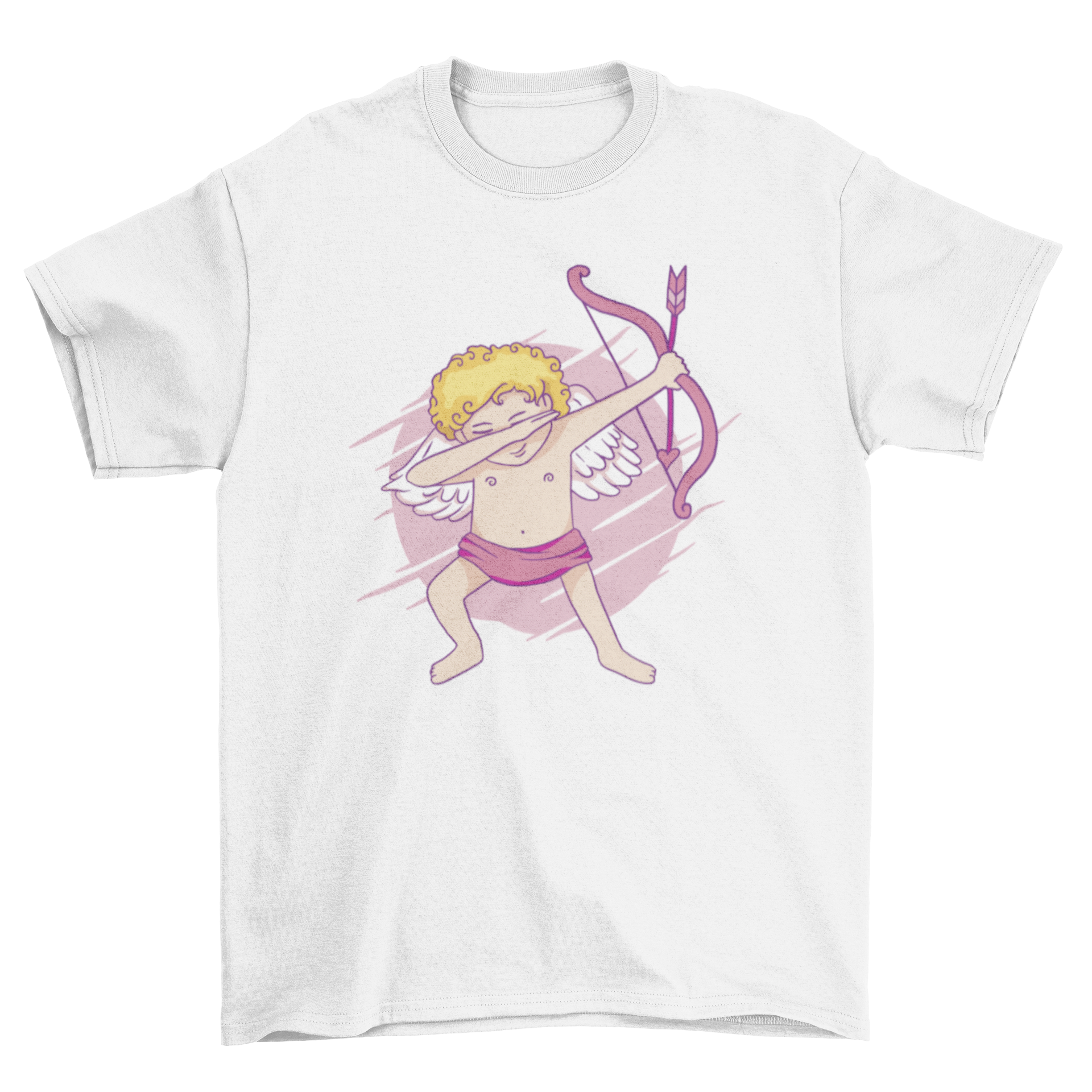 Funny Valentine's Day t-shirt featuring Cupid dabbing in a playful design.