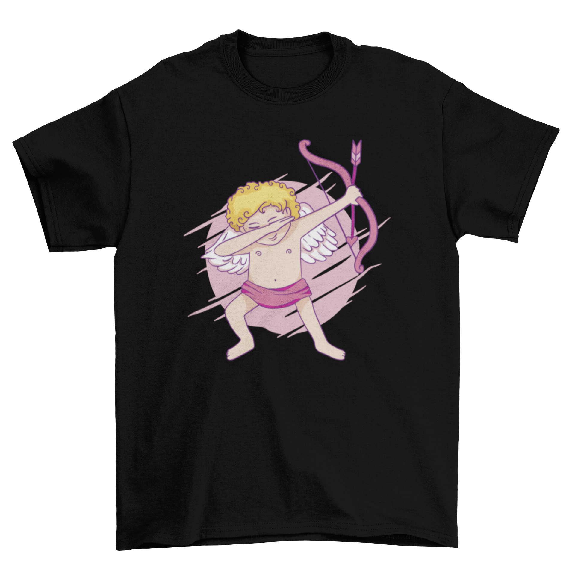 Funny Valentine's Day t-shirt featuring Cupid dabbing in a playful design.