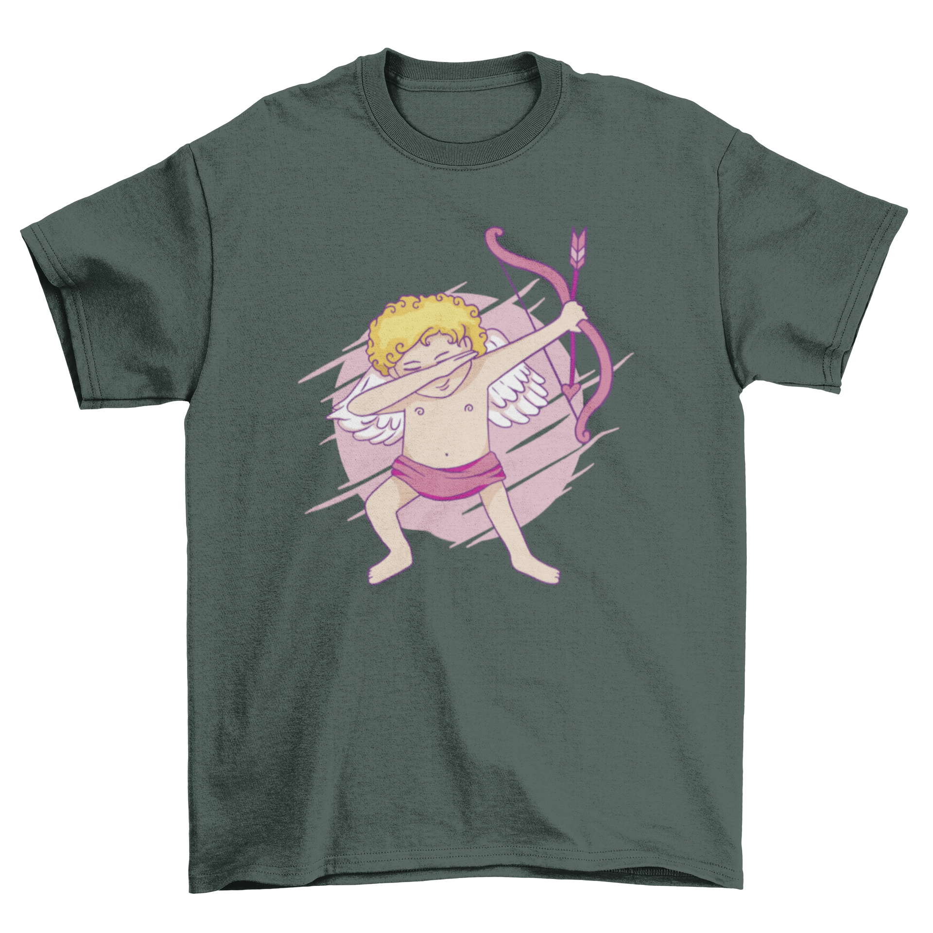 Funny Valentine's Day t-shirt featuring Cupid dabbing in a playful design.